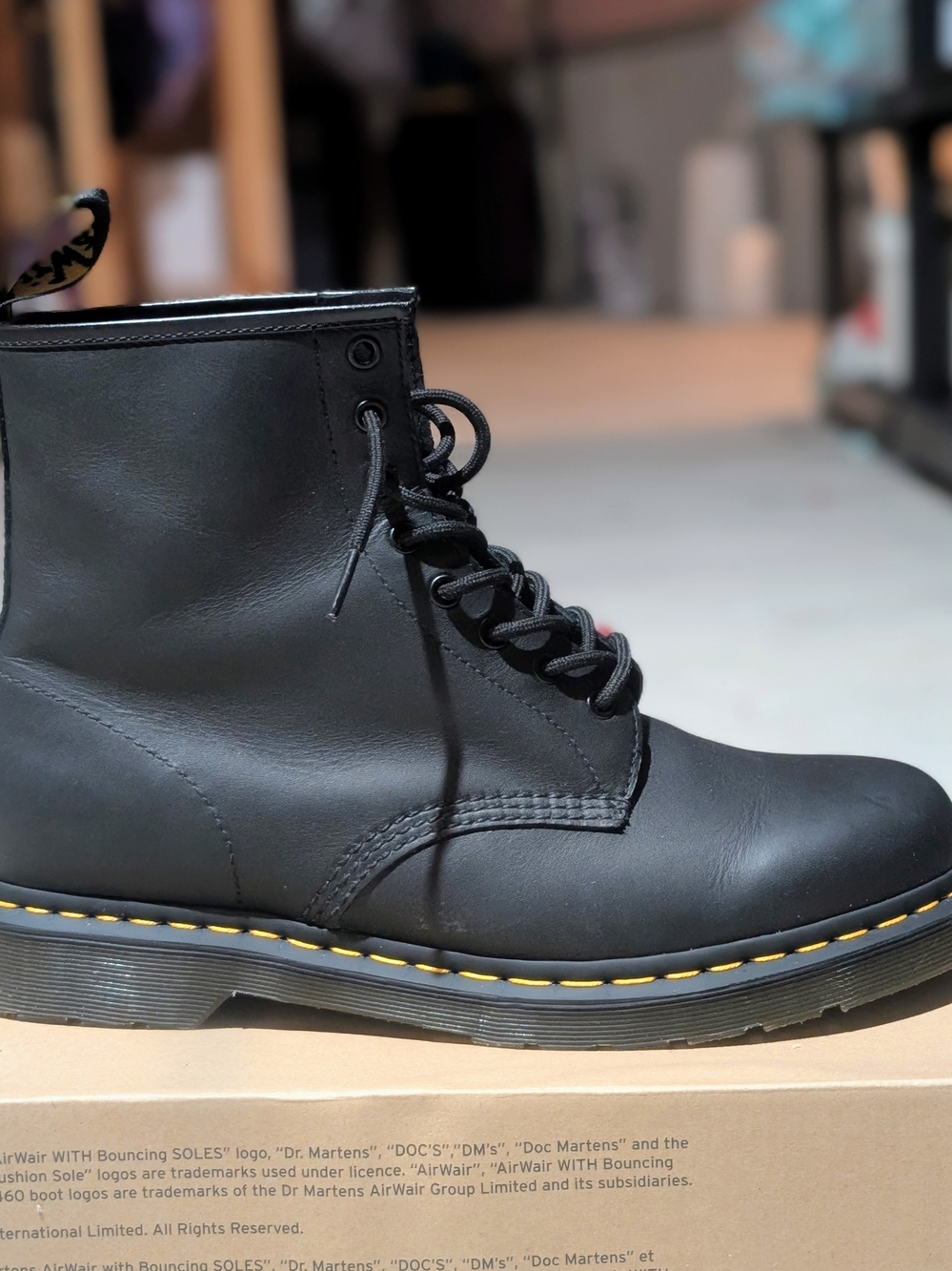 Dr. Martens Men's Black Leather 6-Eye Lace-Up Boot - Size US 12
